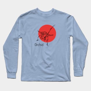 Orchid on red circle Long Sleeve T-Shirt